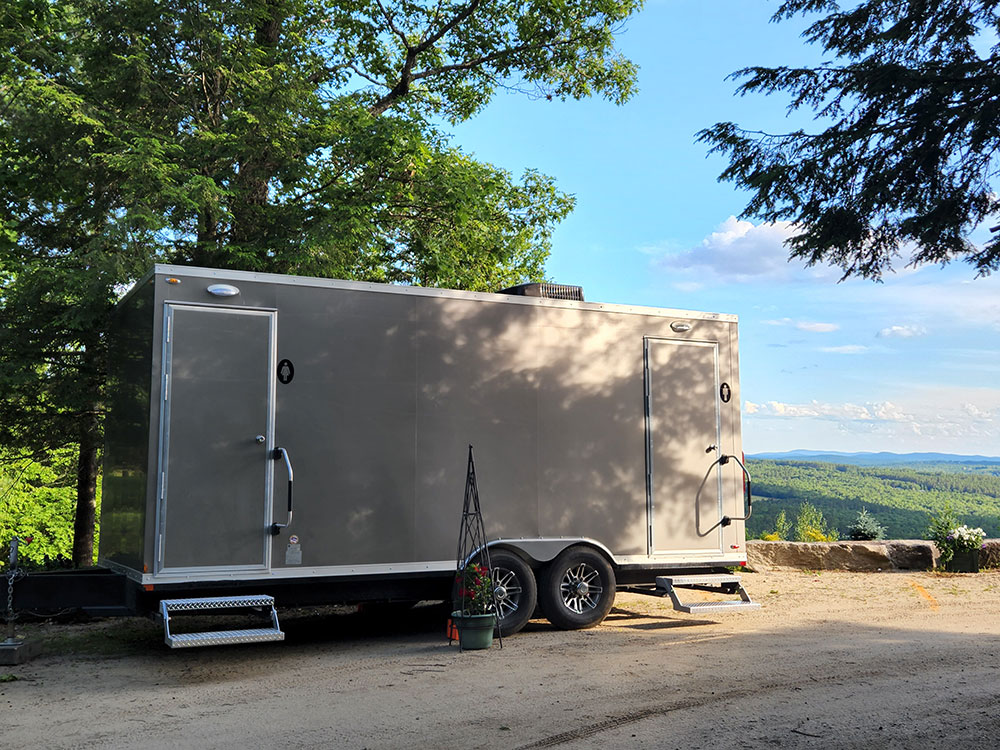 six station mobile restroom trailer